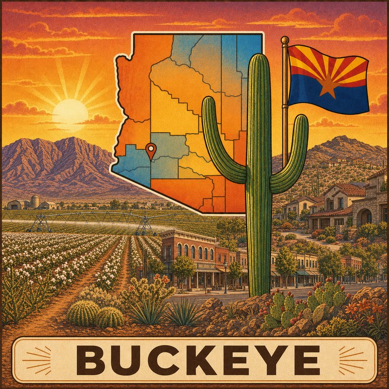 Buckeye — vintage Arizona travel-poster style illustration
