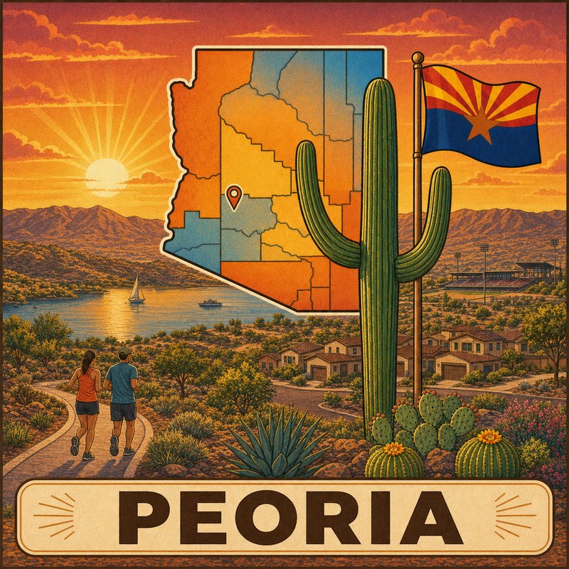 Peoria — vintage Arizona travel-poster style illustration