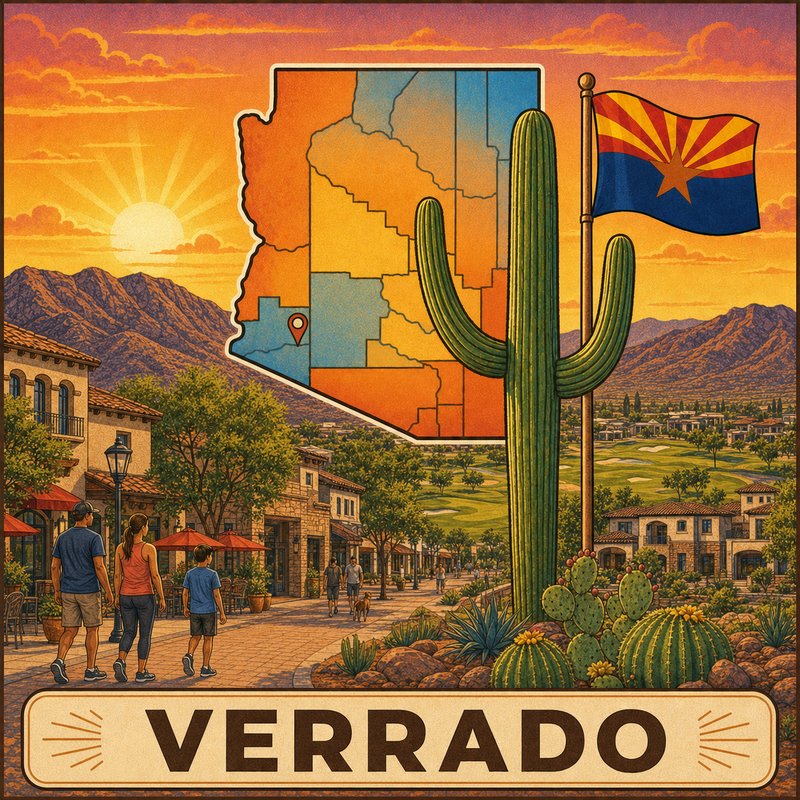 Verrado — vintage Arizona travel-poster style illustration