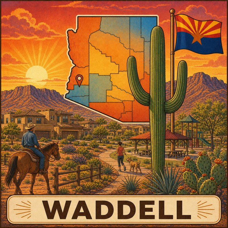 Waddell — vintage Arizona travel-poster style illustration
